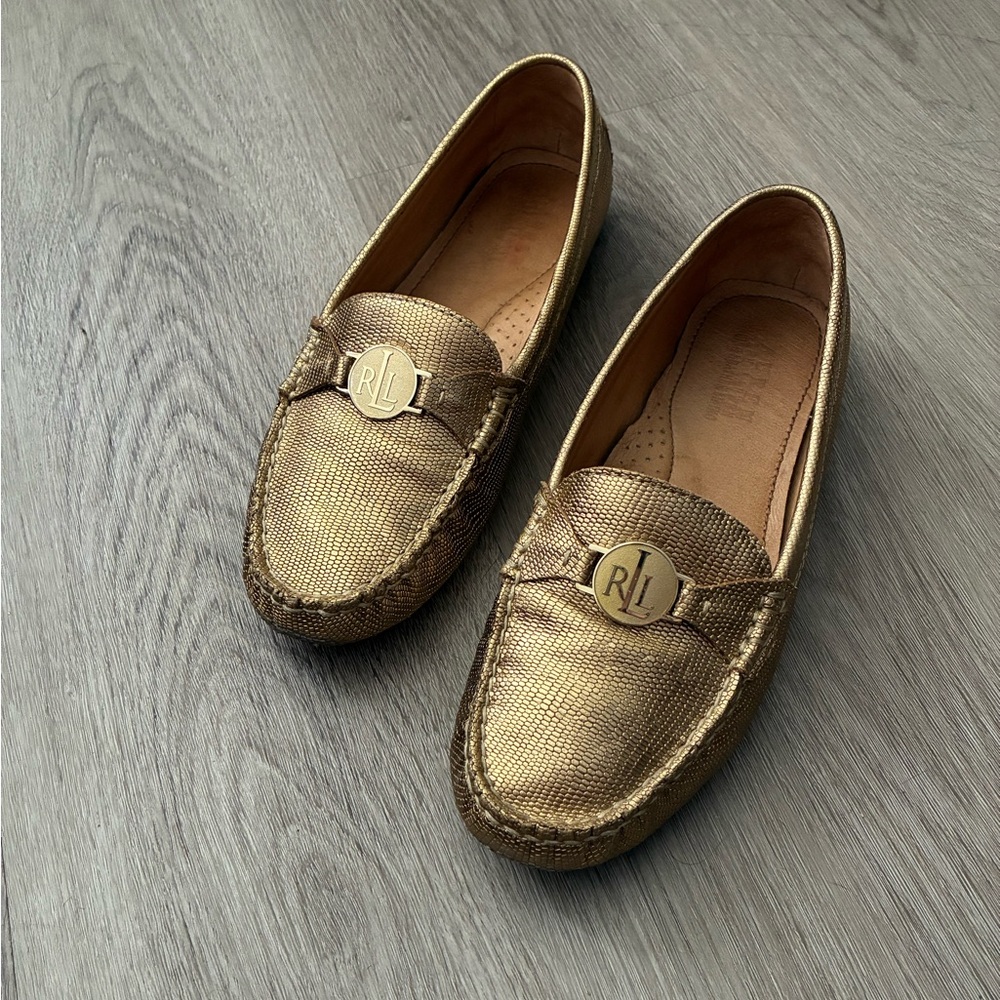 Ralph Lauren Carley Metallic Gold Loafers for Women